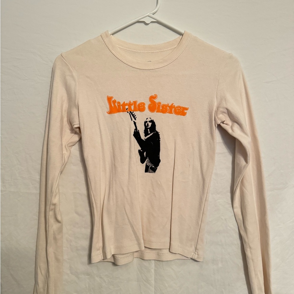 John Galt Cream Color Graphic Long Sleeve